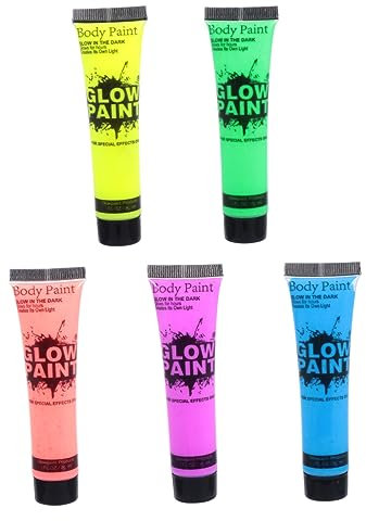 MUSISALY 5 Pièces maquillage fluorescent peinture fluo fluo peinture fluo pour le corps néon body painting peinture fluorescente pour le visage peinture faciale réactive aux UV pigment