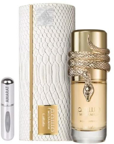 Perfume Musamam White Intense Original 100ML, Perfume Árabe Unisex de Larga Duración, EDP Incluye Atomizador Recargable 5ML, Fragancia con Notas de Bergamota, Coco y Sándalo (White Intense)