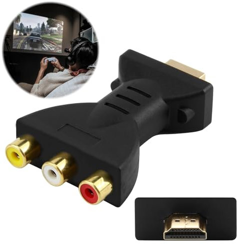 HDMI to RCA Converter 1080p High Definition Hdmi to AV Converter Gold Plated Interface Red White Yellow Video Audio Male Female RGB RCA Component Converter for TV Laptop Xbox PS2 PS3 Camera DVD