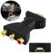 HDMI to RCA Converter 1080p High Definition Hdmi to AV Converter Gold Plated Interface Red White Yellow Video Audio Male Female RGB RCA Component Converter for TV Laptop Xbox PS2 PS3 Camera DVD