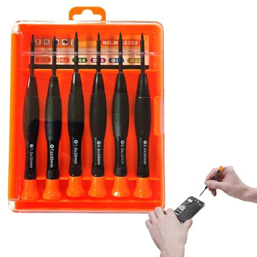 Juego de destornilladores pequeño, juego de destornilladores pequeño, kit de sujeción de gafas con 6 tamaños diferentes, herramientas magnéticas pequeñas y potentes, kit de reparación de precisión