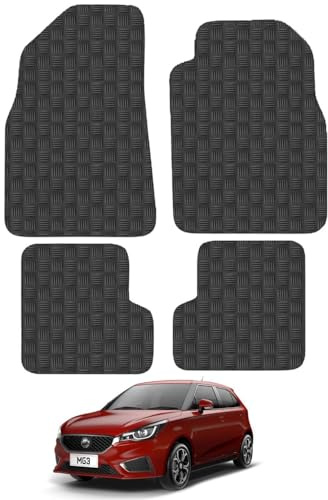 MG 3 (2011+) Heavy Duty Thick Rubber Car Mats Accessories Tailored Fit Front Rear Set Compatible Accessory Waterproof Durable Non-Slip 5mm Full Coverage Protection