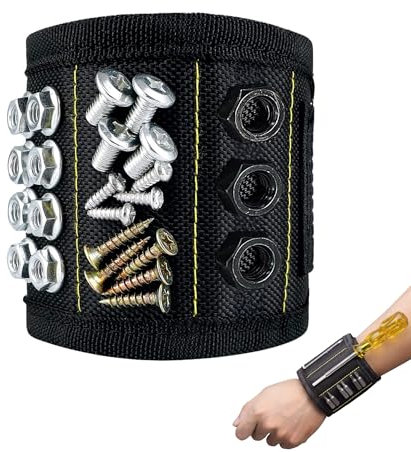 Pulsera Magnética Herramientas, Correa de Muñeca Imantada para Sujetar Tornillos, Clavos, Brocas. Almacenaje de Herramientas con Imanes para Casa, Bricolaje, Carpintería, Reparación, Mecánica