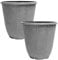 Fyne-Finds Round Plastic Silver Grey Plant Pot 31cm,12inch Tall Outdoor 13L Flower Garden Planter Cover Weatherproof,Frostproof,Drainageholes (2)