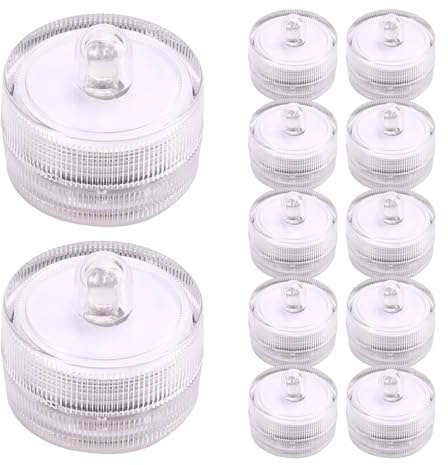 Kueohse 12Pcs Submersible LED Light, Waterproof Flameless Candle Tea Lights,Underwater Battery Operated Seasonal Festival