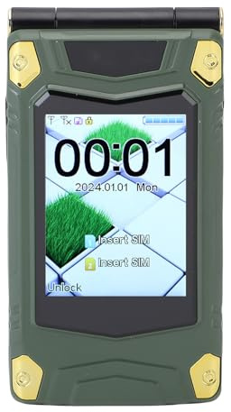 YUEHISY Robustes Flip -Telefon mit Legierungsscharnier, 4800 -mAh Zwei Bildschirm, Lautes Lautsprecher, 1,3 -MP -Kamera, Dual -SIM -GSM -Entsperrung (Green)