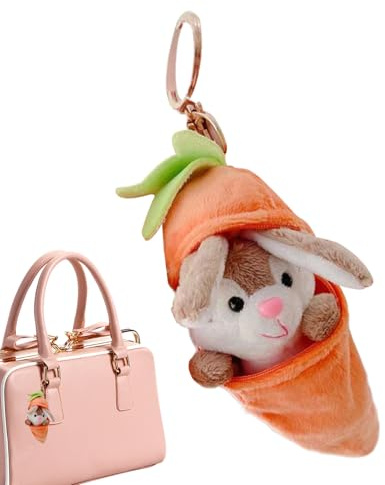 Ahuuen Kuscheltier Hase,Plüsch Schlüsselanhänger mit Karottenhasen - Zartes Kuschel Spielzeug Für Kinder Mädchen