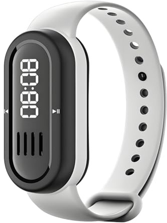 Denash Smart Bracelet, Bluetooth Speaker and MP3 Player, LED Digital Display Fitness Tracker, Sleep Tracking, Rechargeable Smart Band for Outdoor Sports (White)