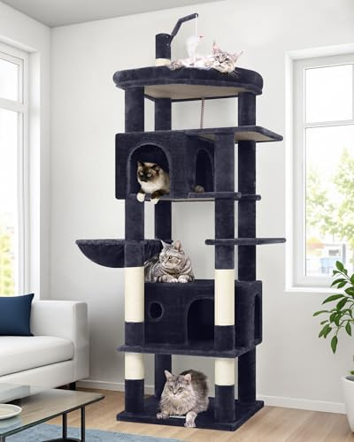 Globlazer F74B Kratzbaum XXL Stabil 188 cm für 3-4 Große Katzen Schwere | Stabil Kratzbaum mit Groß Katzenhaus Plattform, Stabil kippsicher, Einfach montieren, Katzenbaum für Groß Katzen Maine Coon