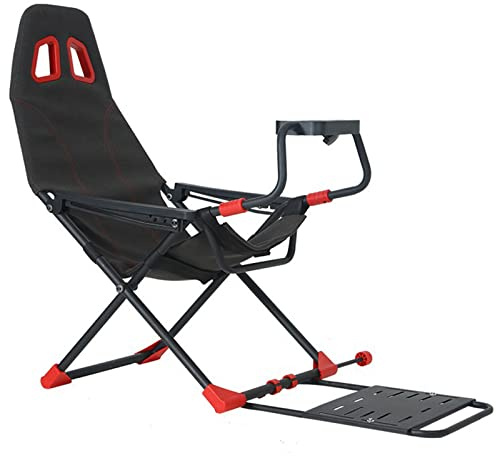 Cabina simuladora de volante ajustable con asiento ergonómico, diseño plegable para consolas de juegos y PC