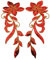 (Pack of 2)Dancing Orchid Flowers Embroidered Iron on Patches Sequin Appliques for Neckline Clothing Garment Embellishment(Red)
