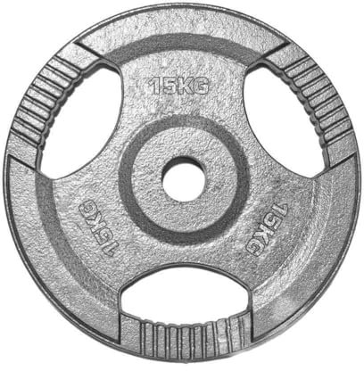 TNP Accessories Cast Iron Weight Plates, Tri-Grip Hammertone Disc, 2.5kg-25kg, Black (15kg x 1)