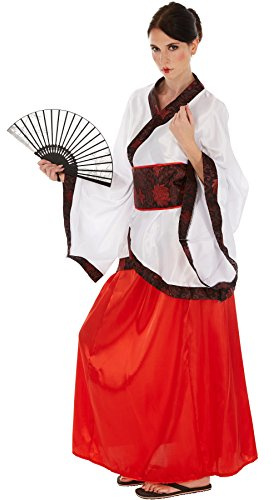 tectake dressforfun Frauenkostüm Asiatin | Glänzender Satinkimono | Fernöstliche Verkleidung | inkl. Hüftbindegürtel