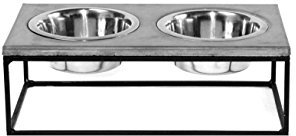 Feedo – Station d'alimentation en béton | Gamelle design | Double gamelle | Accessoires pour chien | (M, gris clair)