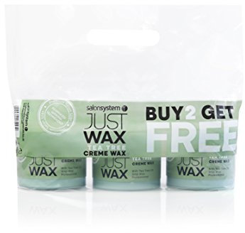 Salon System Just Wax Tea Tree Creme Wax - 3 for 2 and Deo Fine Paper Wax Strips (100)