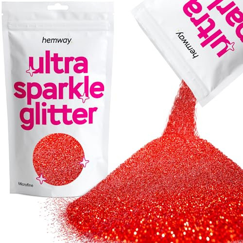 Hemway Ultra Sparkle Glitter - Red | 100g Microfine Metallic Flakes for Resin & Epoxy Crafts | Supplies for Halloween Craft and Decorations, Autumn Decor, Masks, Nails, Face, Art