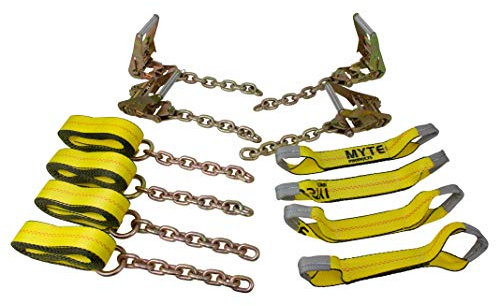 Mytee Sistema de Amarre Enrollable con Extremo de Cadena de 8 Puntos para Coche transportador de Remolque camión