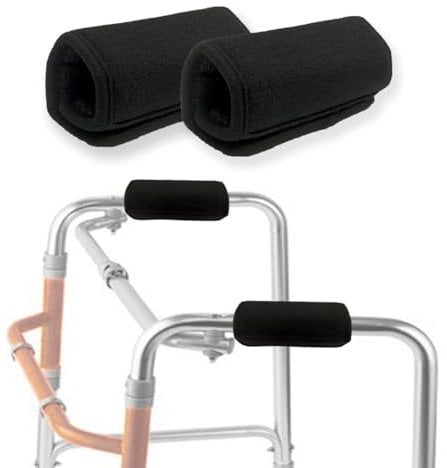 Universal Walker Gepolsterte Handgriff-Bezüge, Premium Medizinische Weiche Kissen Memory Foam Kern Polsterung Wicking Komfort Waschbar Schwarz