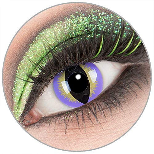 Farbige lila baune 'Purple Dragon' Kontaktlinsen ohne Stärke 1 Paar Crazy Fun Kontaktlinsen mit Behälter zu Fasching Karneval Halloween - Topqualität von 'Giftauge'