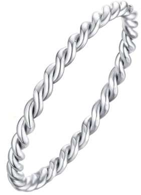 HIJONES Frauen-Edelstahl 1.5MM dünne Silver ringe 60