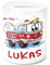 SpecialMe® Kinder Spardose mit Namen personalisierbar Feuerwehr-Auto Sparschwein Keramik weiß Unisize
