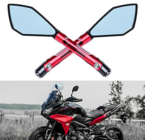 DREAMIZER 8mm 10mm Motorrad Rückspiegel, Motorrad Seitige Rückspiegel Für XJ6 R1 R6 FZ6 F800 F650 MT03 MT07 MT09 Z750 Z1000 ER-6N TNT TRE Monster(Rot)