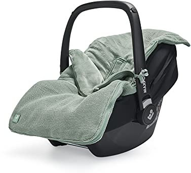 Jollein Fußsack Basic Knit Forest Green - Für Babyschale Kinderautositz Gruppe 0+ und Kinderwagen - Für 3-Punkt- und 5-Punkt-Gurt - Strickmuster und Fleece Futter - Grün