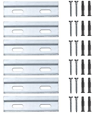 sossai® Dexo juego de rieles cortos | Longitud: 10 cm | 6x rieles cortos + tornillos + tacos | Para colgar armarios suspendidos de cocina