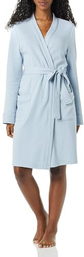 Amazon Essentials Women's Lightweight Waffle Mid-Length Robe (Available in Plus Size), Dusty Blue, L