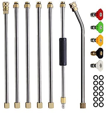 NUZAMAS Pressure Washer Extension Wand Set 4000PSI 1/4 Inch Quick Connect Replacement Wand with 5PCS Nozzle Tips(0、15、25、40、65°), O-Ring, 7PCS Extension lances