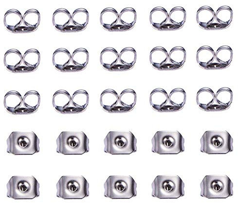 HQ-CLOUD Lot de 100 Fermoirs de Boucles d'Oreilles,Embout Poussoirs A Clou d'Oreilles - argenté