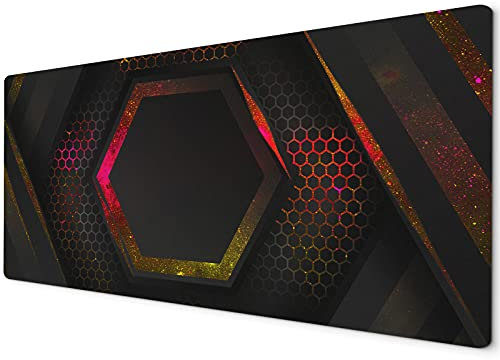 Large XL Mouse Pad - Gaming Mouse Mats | 60 x 30cm - Black Neon Pink Yellow Galaxy