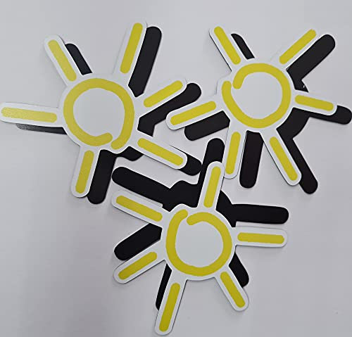 FlyEx Grömitzer Sonne Magnete anstatt Aufkleber Sticker für Fliegengitter Insektenschutz Reparatur-Set Vogelschlag Netze Türen Fenster Schiebetüren Spannrahmen (3X Sonne) 3x Sonne 3x Sonne 3x Sonne