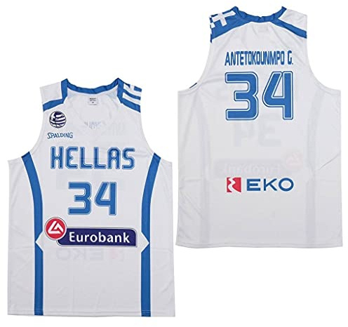 borizcustoms Giannis Griechische Freak Trikots EUROBANK Trikot Anteto 34 Griechenland Basketball Stitch Weiß