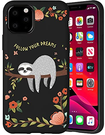 Yoedge für Apple iPhone 13 Mini Hülle Schwarz 5,4, Soft Silicone Slim TPU Handytasche Flexible Schutzhülle 360 Bumper Schutz Stoßfest Antikratz Case Dünn Weich HandyHülle Back Cover, Faultier