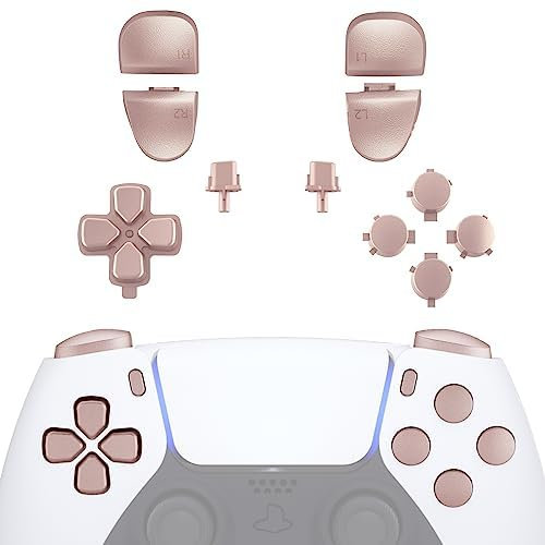 eXtremeRate Replacement D-pad R1 L1 R2 L2 Triggers Share Options Face Buttons, Metallic Rose Gold Full Set Buttons Compatible with ps5 Controller BDM-030 - Controller NOT Included