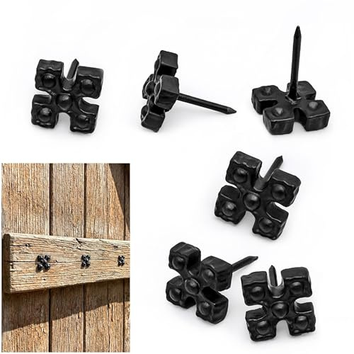 SaKeGa Medieval Iron Clavos Decorative Nails (Set of 6) - Cast Iron Clavos for Wood | Rustic Decorative Nail Heads, Nailhead Studs & Gothic Bolts for Doors & Furniture