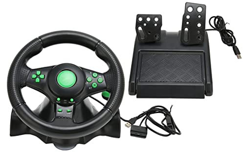 Annadue PC Racing Wheel Game Lenkrad Gaming Racing Wheel 180 Grad Autorennen Lenkrad mit Pedal für Racing Controller für PC, One,