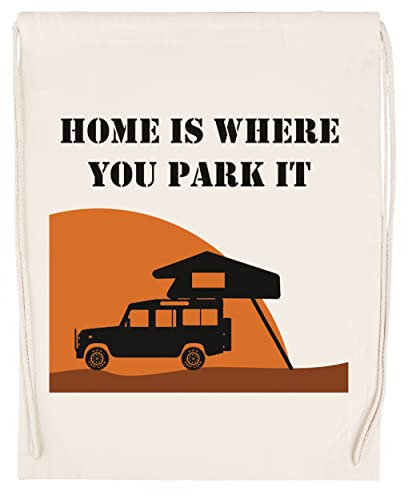 Luxogo Home Is - Defender 110 - Roof Tent Kordelzug Beige Sporttasche Unisex Drawstring Bag Gym