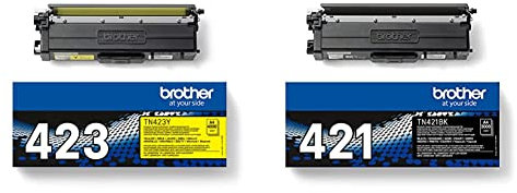 Brother Original Jumbo-Tonerkassette TN-423Y gelb 4000 Seiten & Überschrift Original Tonerkassette TN-421BK schwarz (für HL-L8260CDW, HL-L8360CDW, DCP-L8410CDW, MFC-L8690CDW, MFC-L8900CDW)
