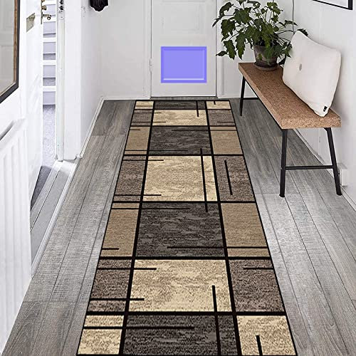 Teppich Läufer Flur 140×800cm rutschfest Waschbar Küchenläufer Flurläufer Lang Geometrisches Vintage Polyester Meterware Anpassbar Fur Schlafzimmer Wohnzimmer FußMat
