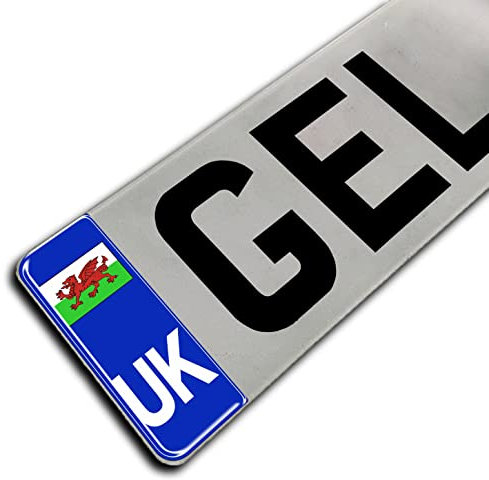 Gelz Domed Wales Flag UK Vehicle Number Plate Stickers - 39mm
