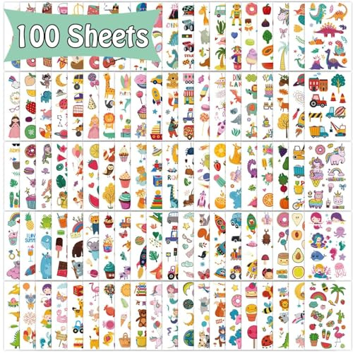 Leesgel 100 Blatt Temporäre Tattoos Aufkleber Kindertattoos Mädchen Jungen Sticker, Mitgebsel Kindergeburtstag Gastgeschenke Kleine Geschenke für Kinder Spielzeug