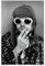 MJKO Leinwandposter Gitarrist Kurt Cobain, schwarz-weiß, Schlafzimmer-Dekor, Sportlandschaft, Büro, Raumdekoration, Geschenk, ungerahmt, 30 x 45 cm