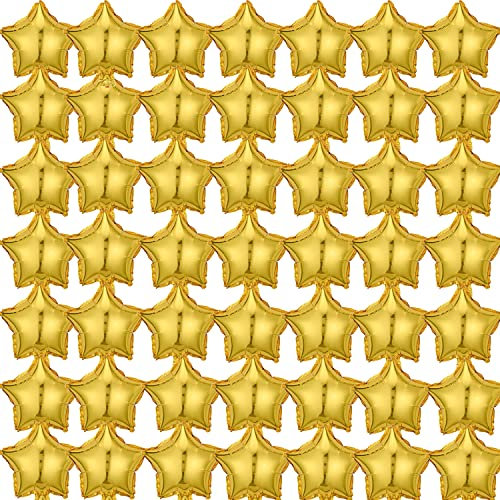 Lot de 50 ballons en aluminium en forme d'étoile à cinq branches pour fête prénatale, révélation du sexe, mariage, anniversaire ou fiançailles Argenté 25,4 cm