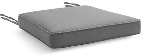 Water Resistant Chair Cushions with Ties for Indoor and Outdoor Use - Patio Furniture Seat Pads with Durable Polyester Fabric - Ideal for Dining, Lawn, Garden, Coffee Shop (44 x 50 x 5cm, Dark Grey)