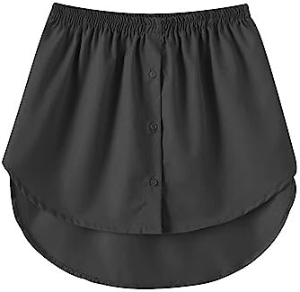 Girstunm Women's Shirt Extender for Women Adjustable Layered Fake Top Lower Sweep Shirt Half Length Mini Skirt for Girls Schwarz L