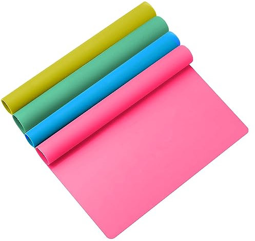 Aoreun Silikonmatte, 4 Stück 30x40 cm Silikonmatte für Epoxidharz, Silikon Bastelmatte Antihafte rutschfeste Tischmatte Mehrzweck-Tischschutz für Gießharz Kunsthandwerk