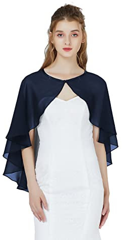 BEAUTELICATE Chiffon Stola Damen Festlich Chiffon Schal Cape Bolero Strickjacke für Hochzeit Braut Abendkleid Brautkleid Sommer (Kurzer Stil - Elfenbein)