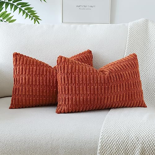JOTOM 2er Set Kordsamt Weicher Kissenbezüge Moderne Kissenhüllen Dekorative Sofakissen Dekokissen Zierkissenbezug für Wohnzimmer Sofa Schlafzimmer Karamell 40x60 cm